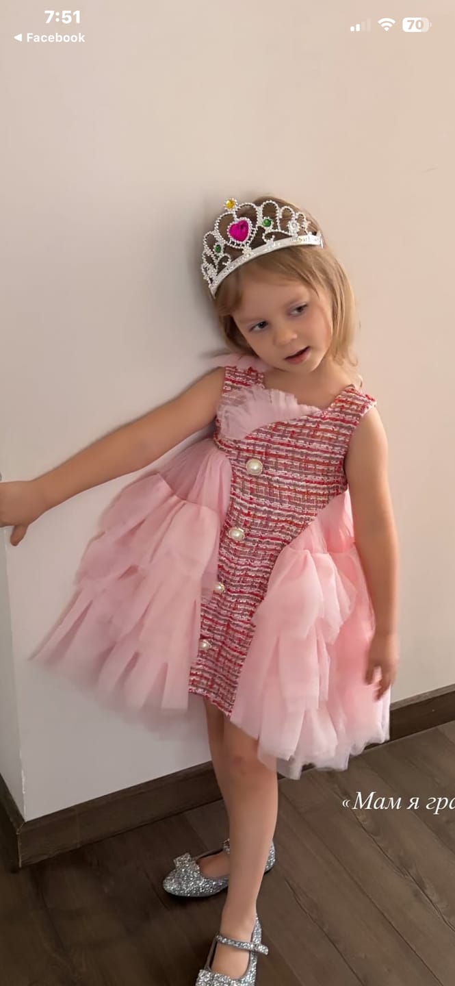 Customer photo review of Kellie Pink Tweed Dress