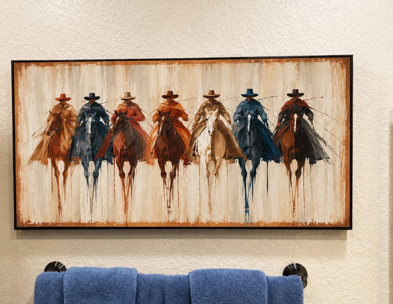 Customer photo review of Seven Riders Lineup-Western Cowboy Oil Painting