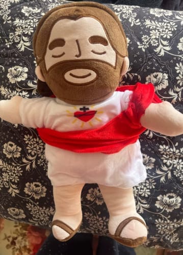Customer photo review of Breathing Jesus Plush for Sleep Better