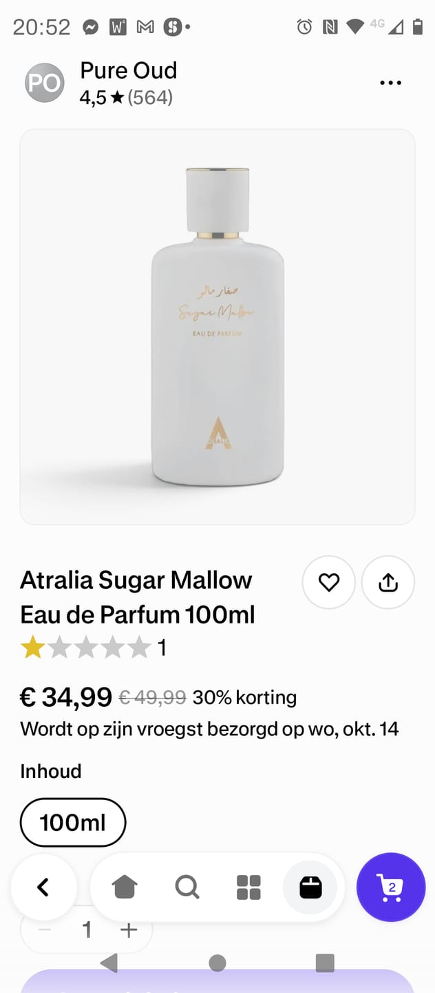 Customer photo review of Atralia Sugar Mallow Eau de Parfum 100ml