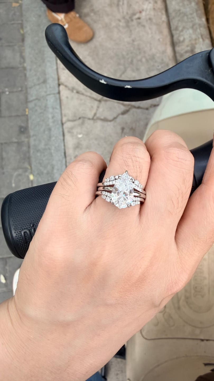 Customer photo review of S925 3.5 Ct Vintage Pear Cut Insert Wedding Ring Set For Women In Sterling Silver