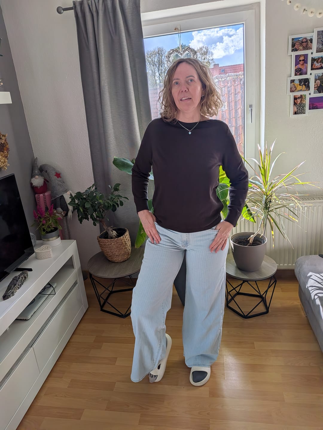 Customer photo review of Soft Stripe Straight Jeans