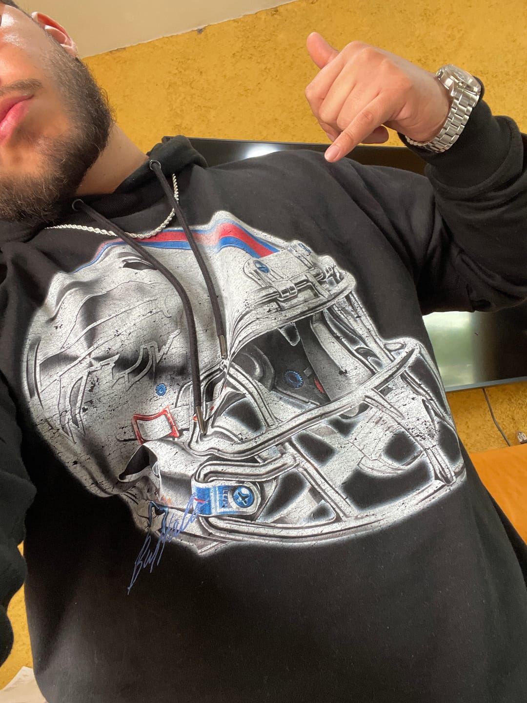 Customer photo review of Buffalo Helmet T-Shirt
