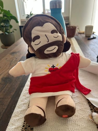 Customer photo review of Breathing Jesus Plush for Sleep Better