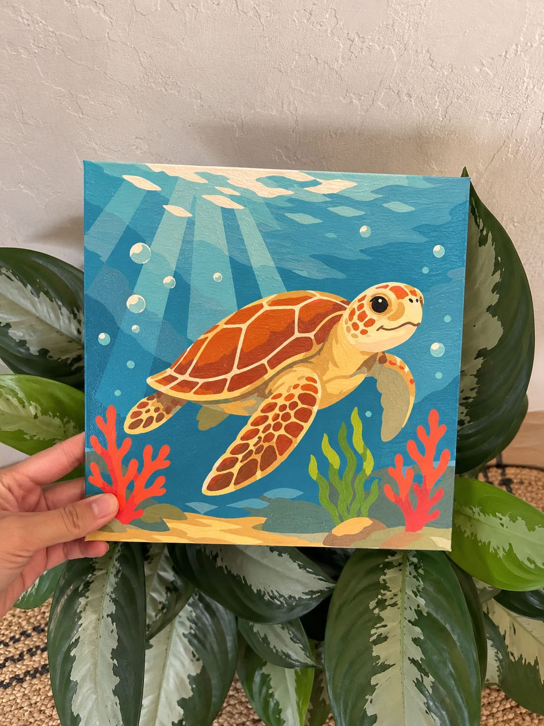 Customer photo review of Mini Peinture par Numéros 20x20cm avec cadre Tortue