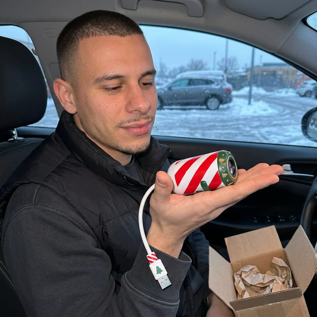 Customer photo review of Light Up Your Car Window With Christmas Cheer