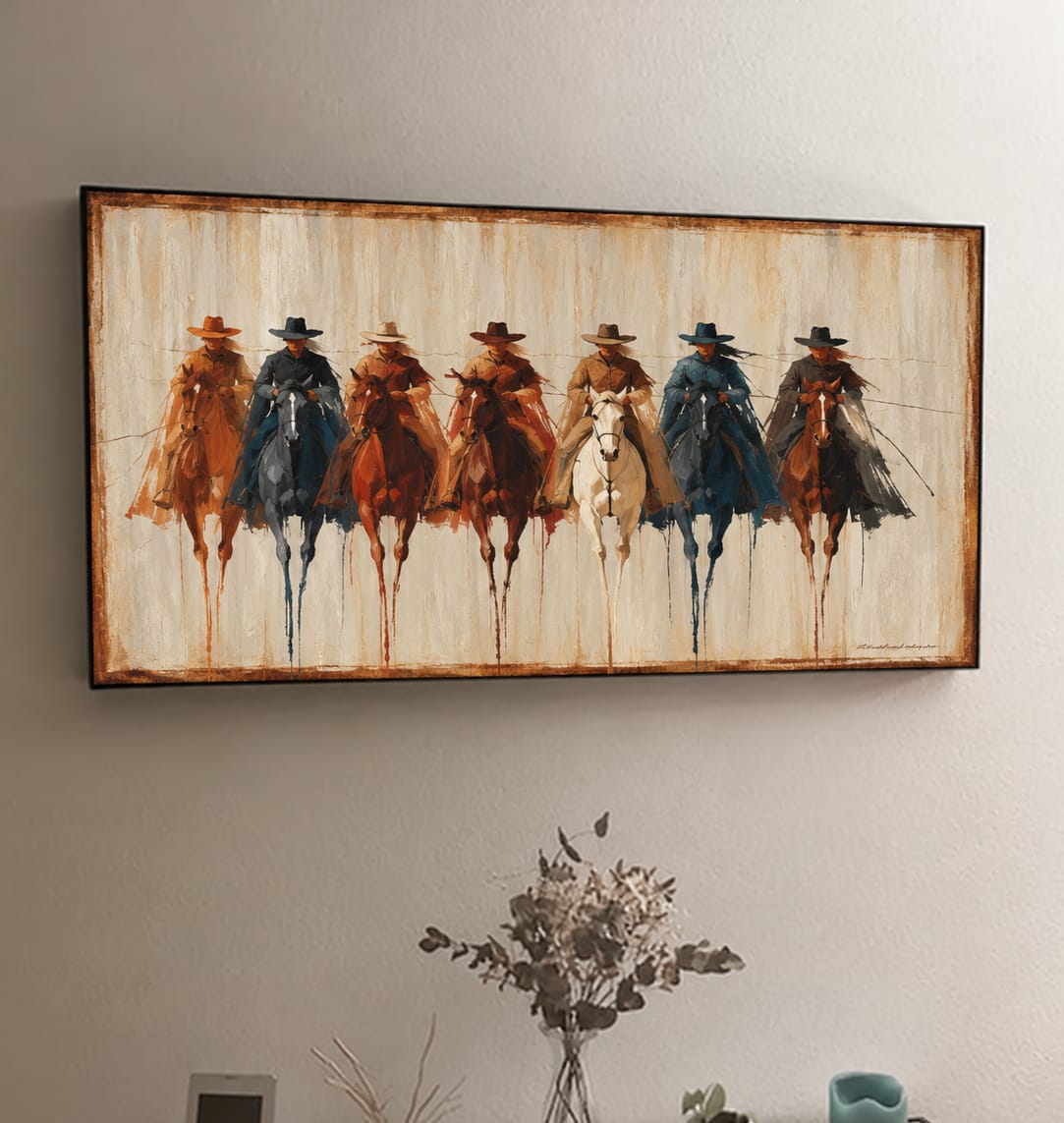 Customer photo review of Seven Riders Lineup-Western Cowboy Oil Painting