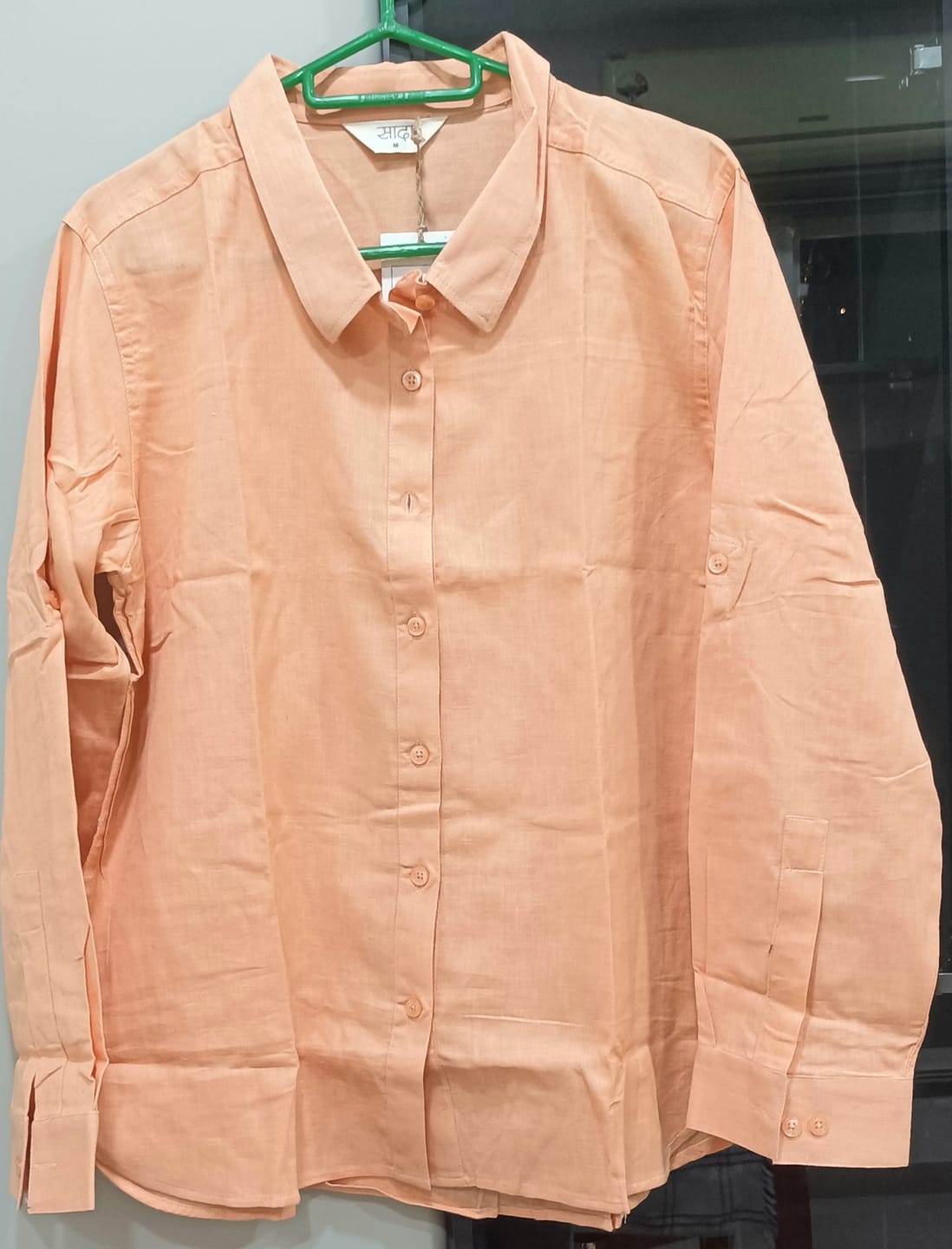 Customer photo review of Women Peach Airy-Linen Shirt
