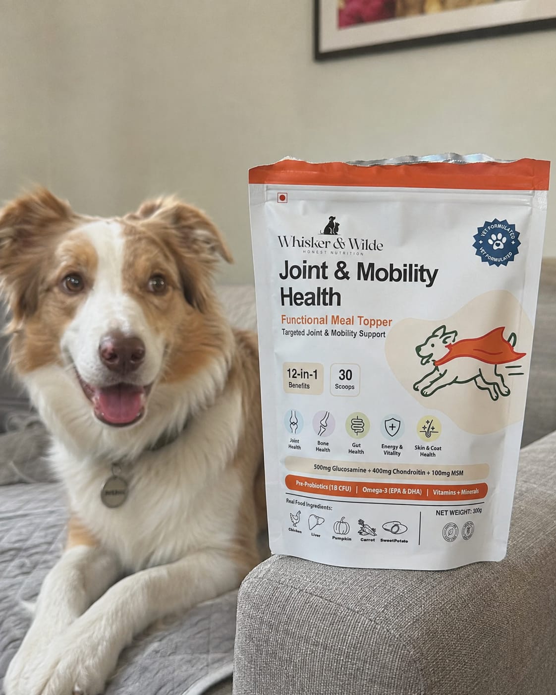 Customer photo review of Joint Support Dog Topper · Glucosamine & Chondroitin for Stiff Joints & Mobility