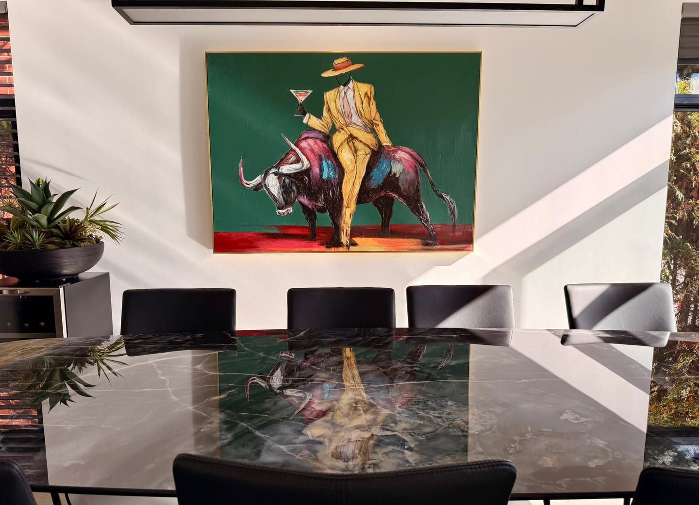 Customer photo review of Golden Maverick-Surreal Bull Rider Painting