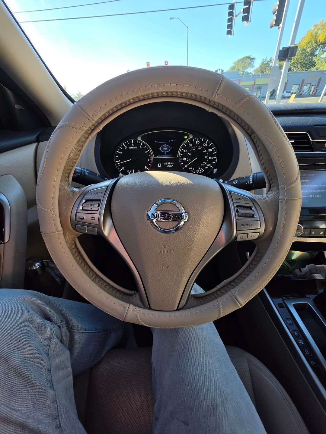 Customer photo review of Leather Steering Wheel Cover for All Seasons – Anti-Slip Universal Car Steering Wheel Protector