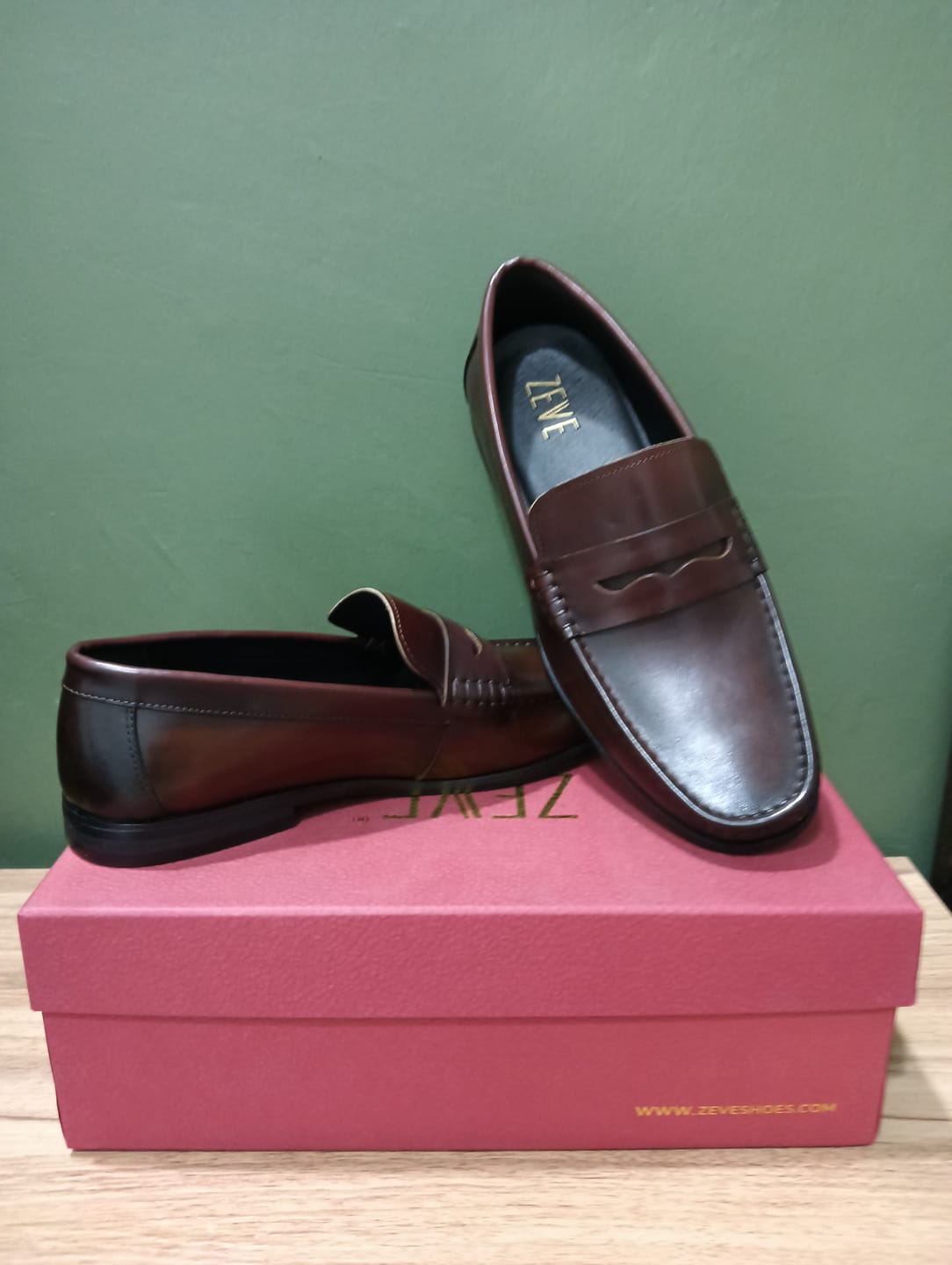 Customer photo review of Penny Moccasin Loafer - Cognac Tan (Hand Painted Patina)