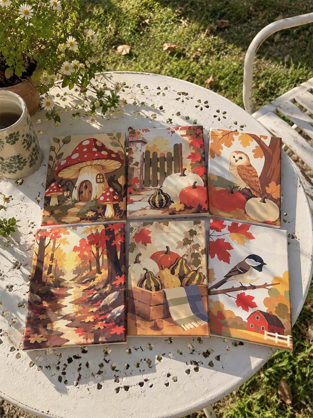 Customer photo review of Mini Peinture par numéros 15x20cm (6 pièces) - Récolte des bois