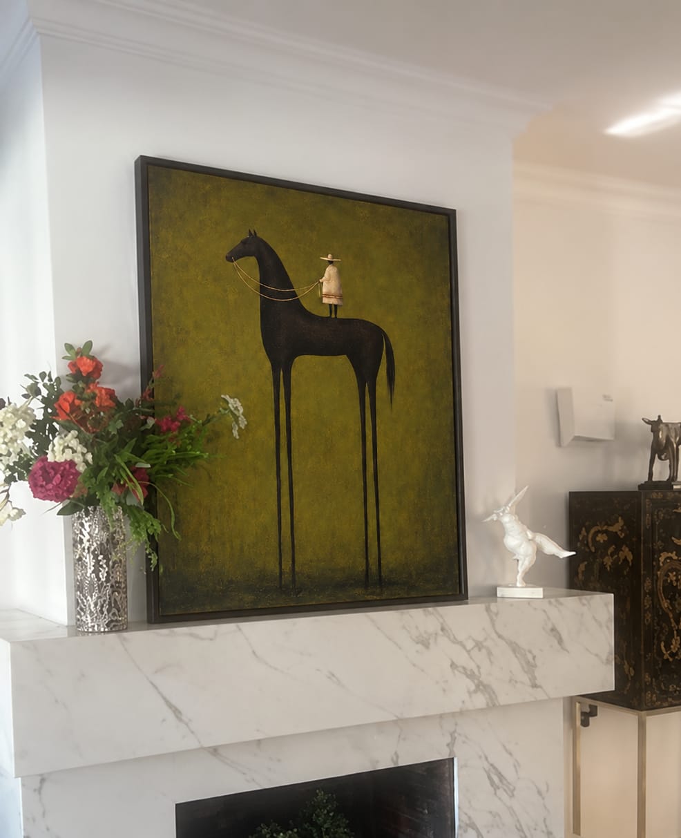 Customer photo review of Silent Reins-Olive Black Horse Painting