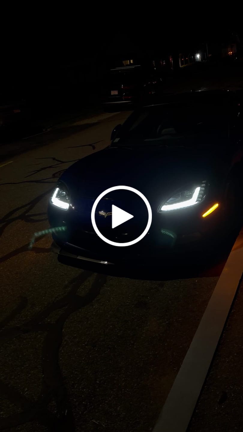 Customer video review of 2005-13 Corvette C6 l C7 Style Projector LED Sequential Signal Turn Headlights