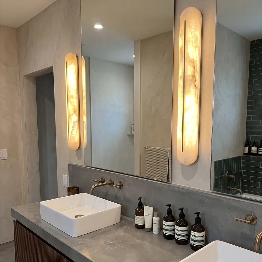 Customer photo review of Hearth Alabaster Wall Sconce