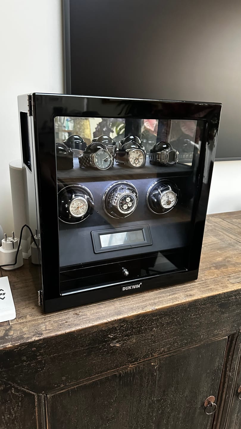 Customer photo review of Fingerprint Lock 3 Watch Winders with Extra 4 Watches Storage LCD Remote Control - Black
