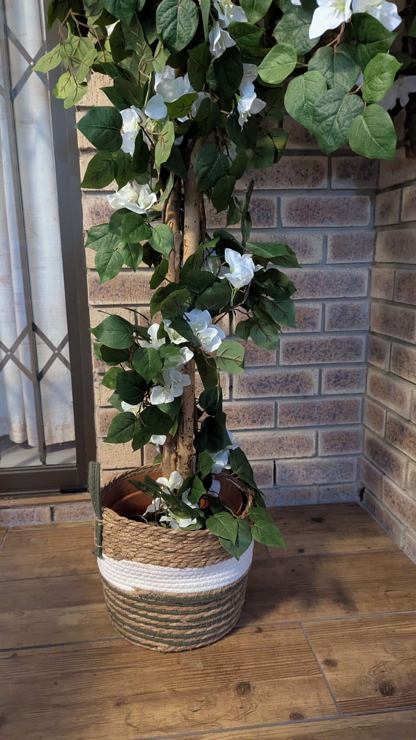 Customer photo review of Woven Basket Set of 3 – Olive and White Stripes