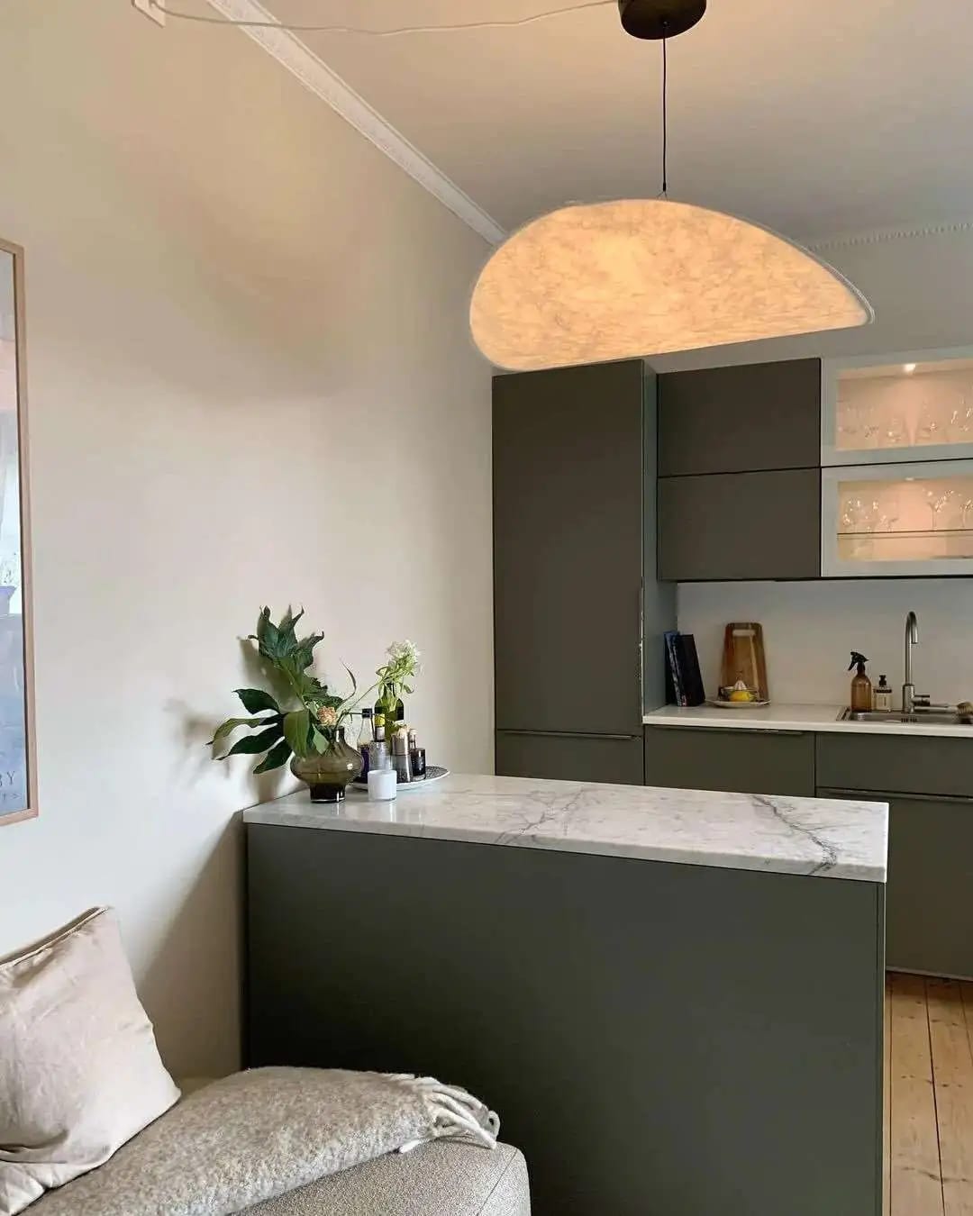 Customer photo review of Wavy Cloud Pendant Light, White Fabric Shade, LED, 30–100 cm