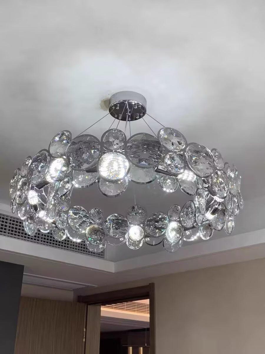 Customer photo review of Chrome Crystal Chandelier, Low Profile, 17 cm High, Round or Oval
