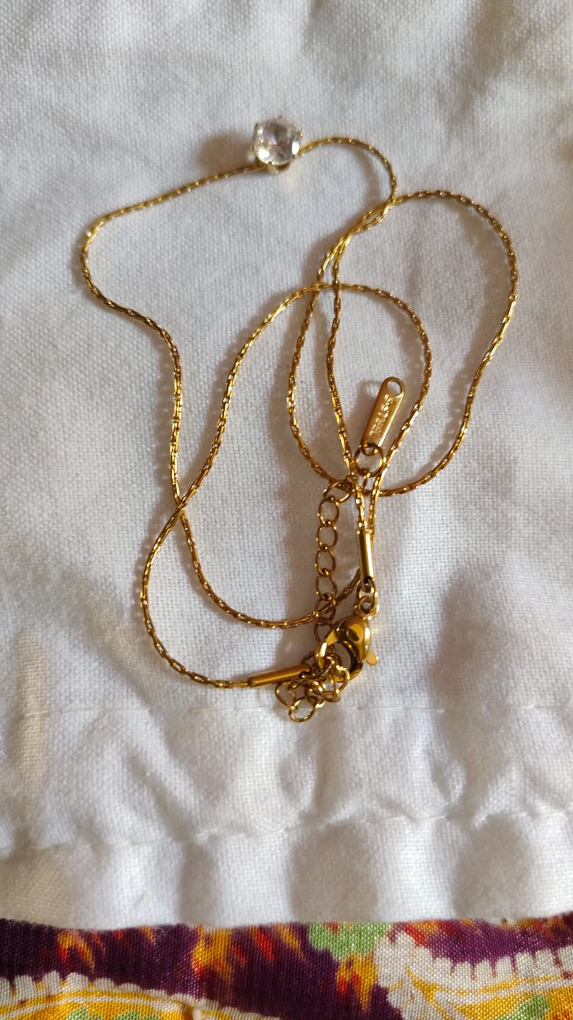 Customer photo review of Dainty Solitaire Necklace