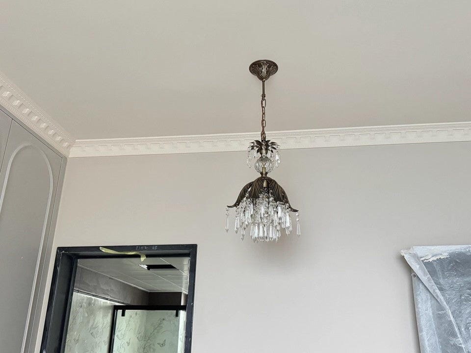 Customer photo review of Brass Palm Leaf Pendant Light, Clear Crystal Beads, Bronze, 32 cm