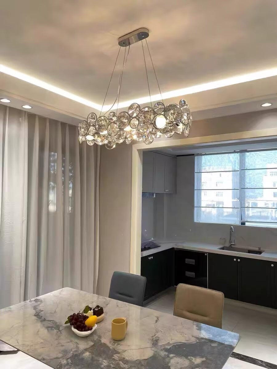 Customer photo review of Chrome Crystal Chandelier, Low Profile, 17 cm High, Round or Oval