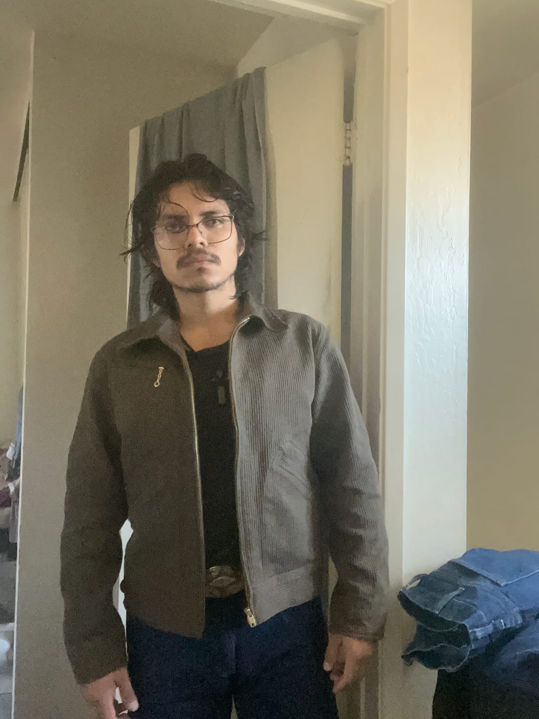Customer photo review of 1940s Pique Stripe Cotton Cossack Jacket - Coffee