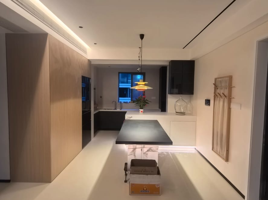 Customer photo review of Layered Metal Pendant Light, Dark Oak Wood Band, 35 or 50 cm
