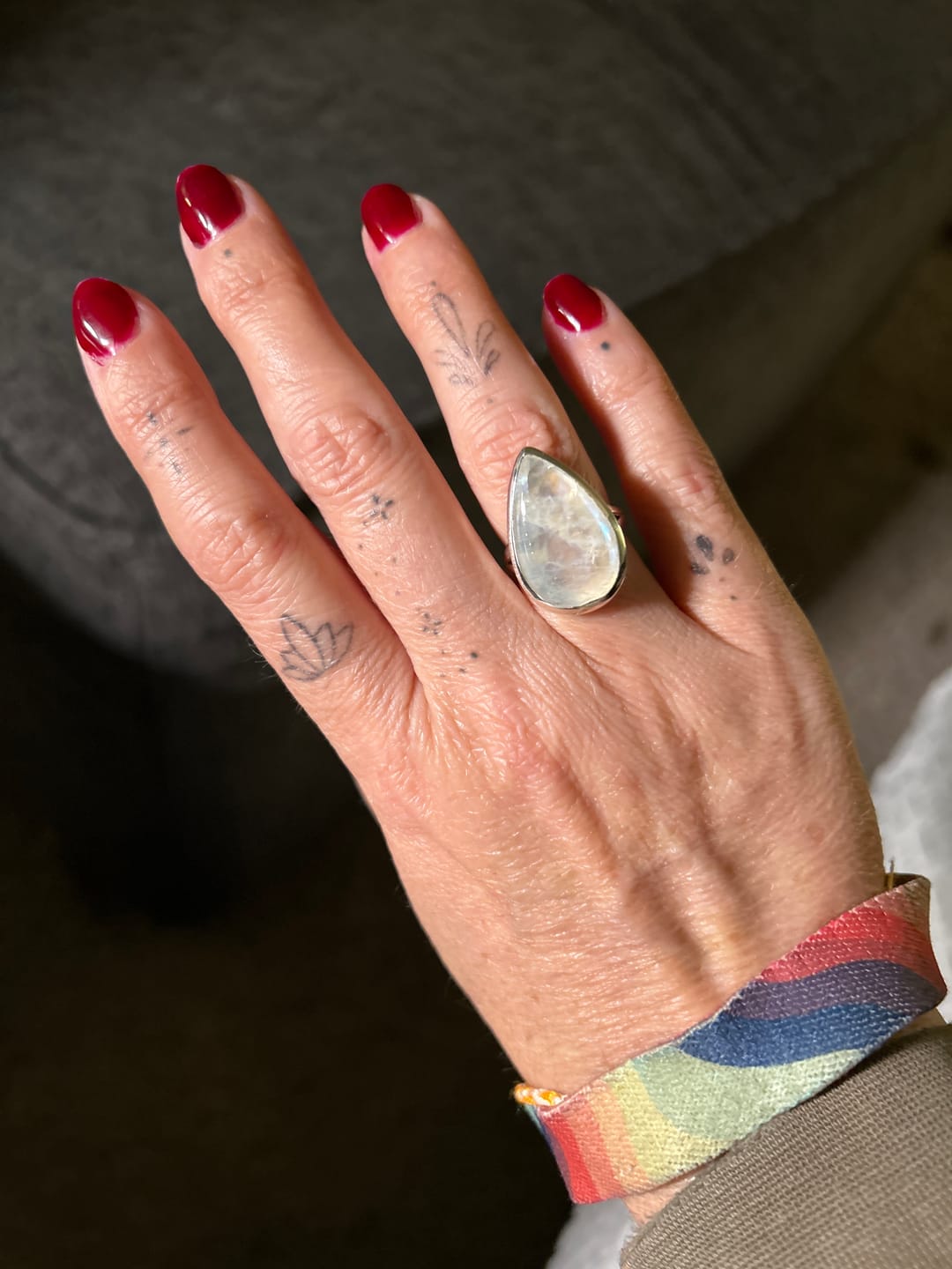 Customer photo review of Sterling Silver Teardrop Large Moonstone Ring