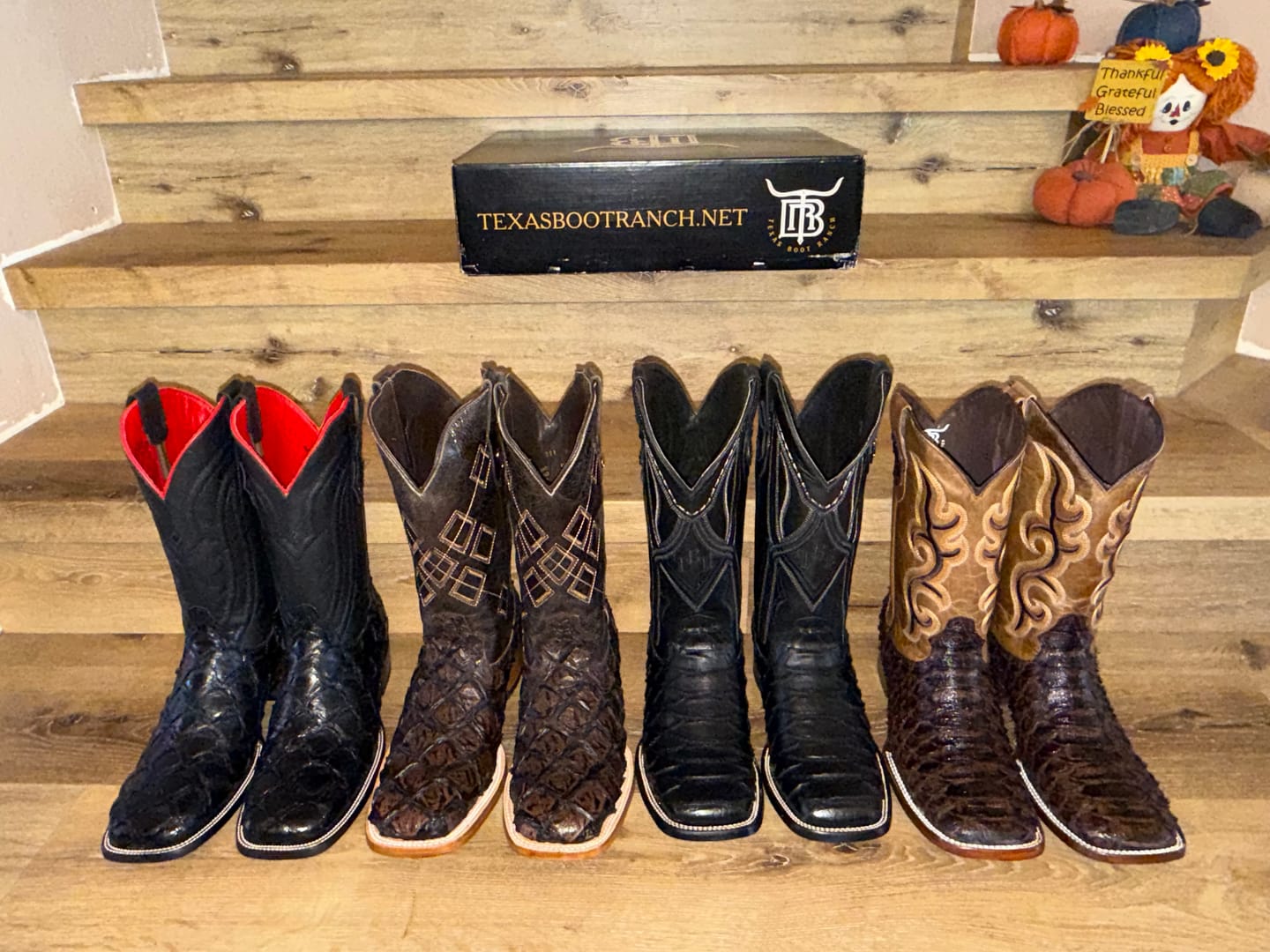 Customer photo review of Brown Jumbo Pirarucu Leather Boots - Square Toe