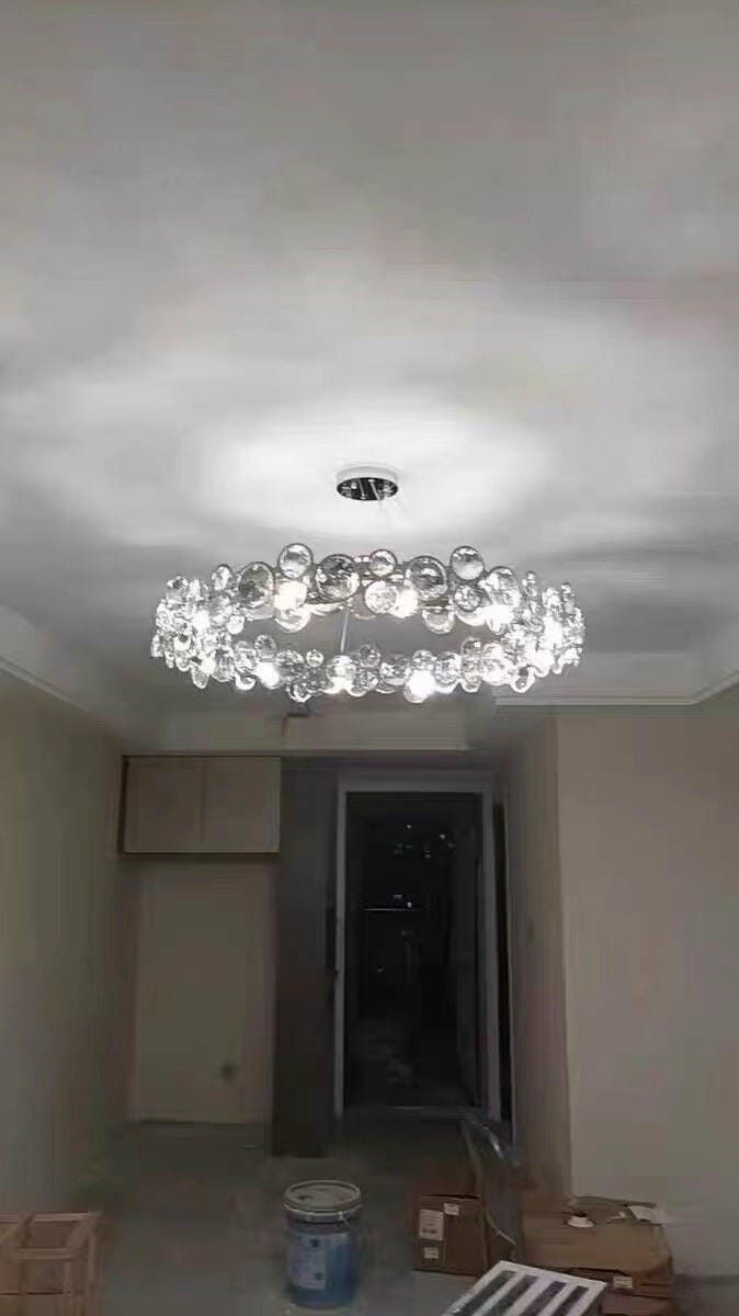 Customer photo review of Chrome Crystal Chandelier, Low Profile, 17 cm High, Round or Oval