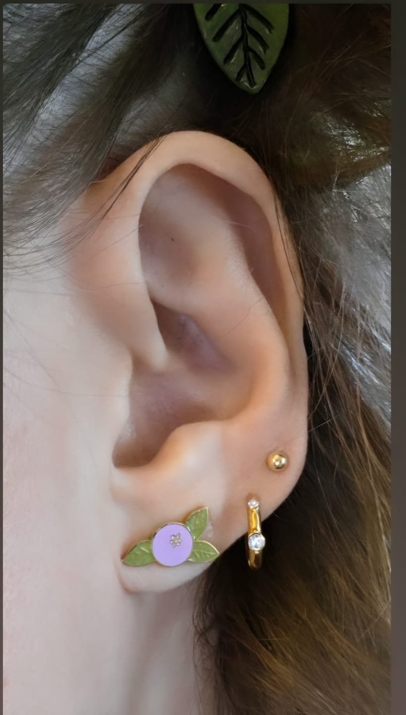 Customer photo review of Blueberry Enamel Earrings