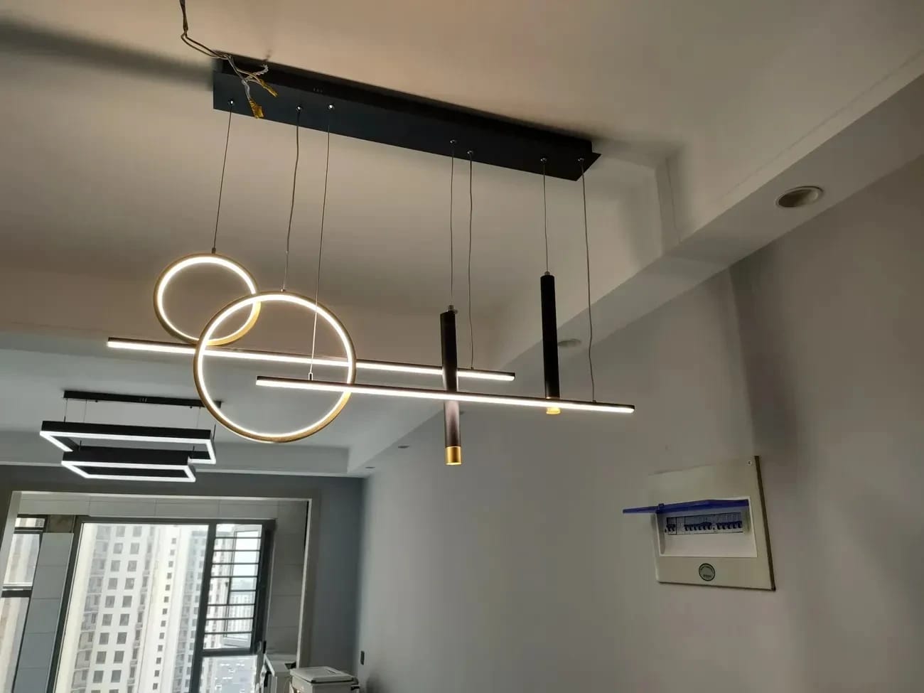 Customer photo review of Rings and Bars Linear Pendant Light, Aluminium, Integrated LED