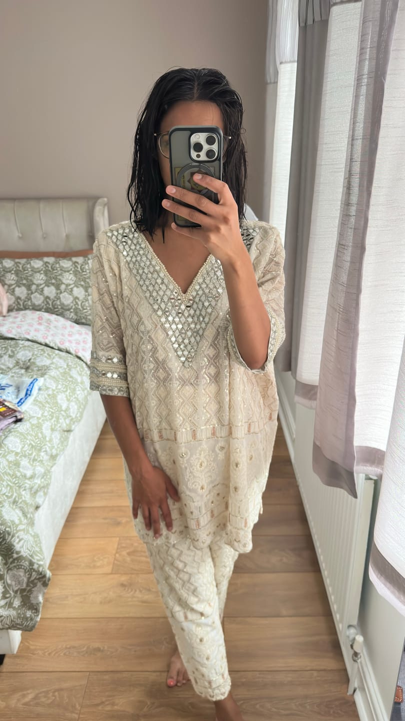 Customer photo review of Chikankari Sparkle Fiesta Mirror Embroidered Outfit