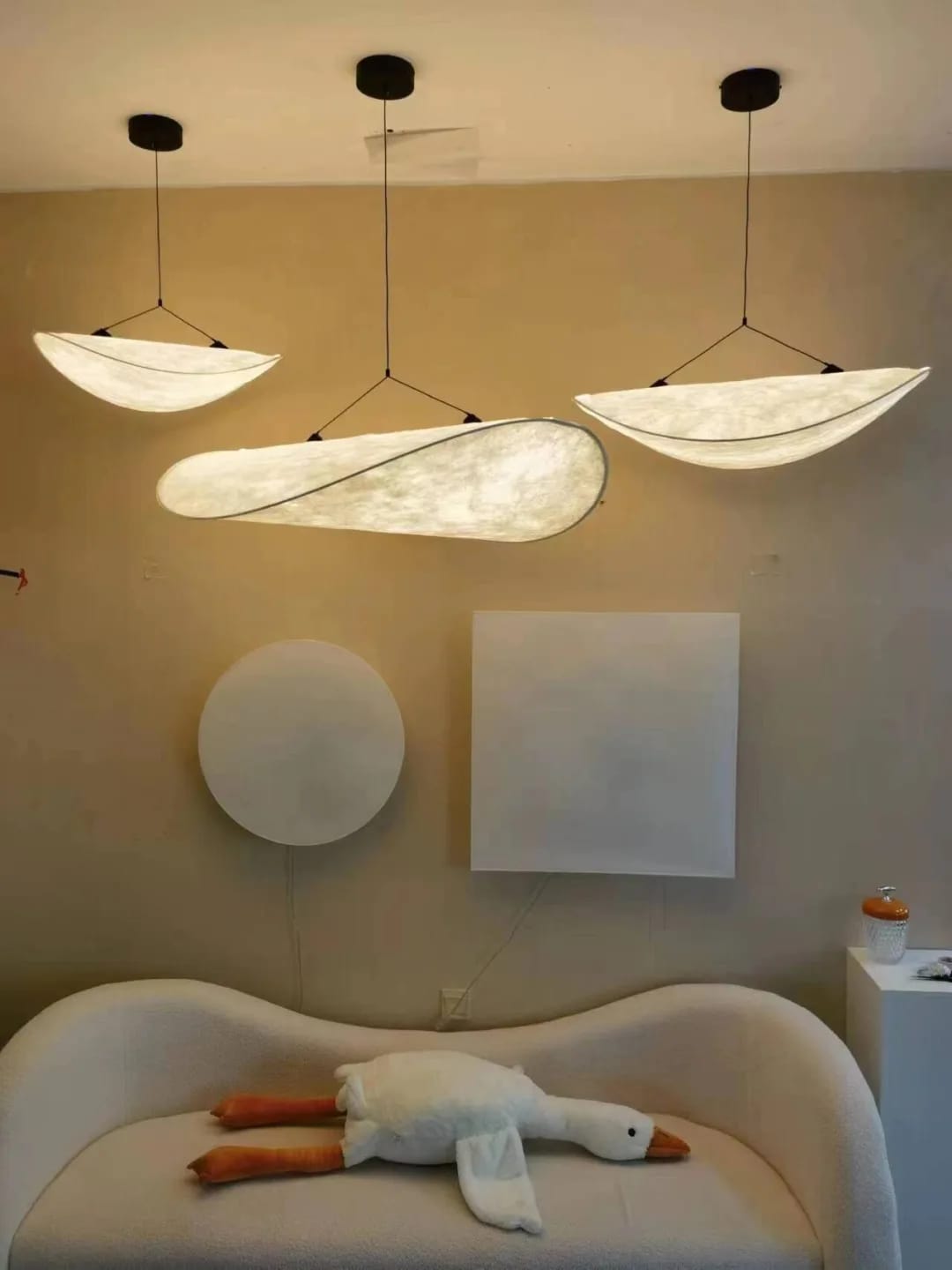 Customer photo review of Wavy Cloud Pendant Light, White Fabric Shade, LED, 30–100 cm