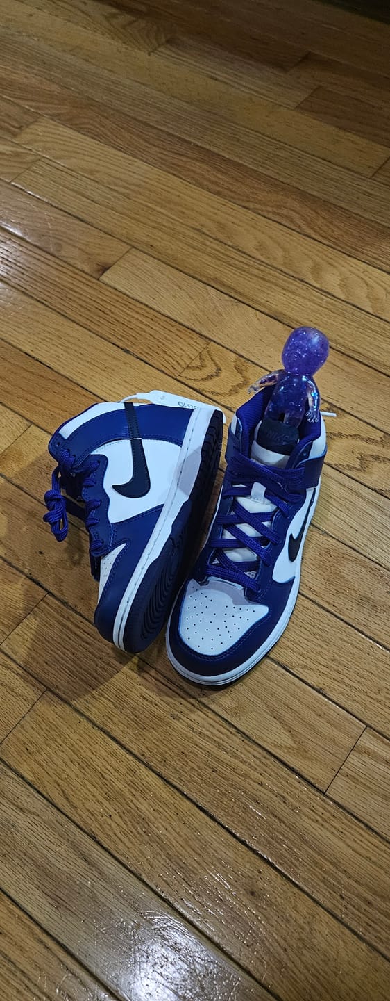 Customer photo review of Dunk High Electro Purple Midnight Navy (PS) 1Y/2.5W
