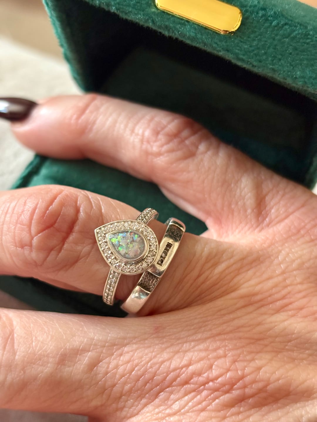 Customer photo review of Droplet Halo Full Cubic Zirconia Keepsake Ring