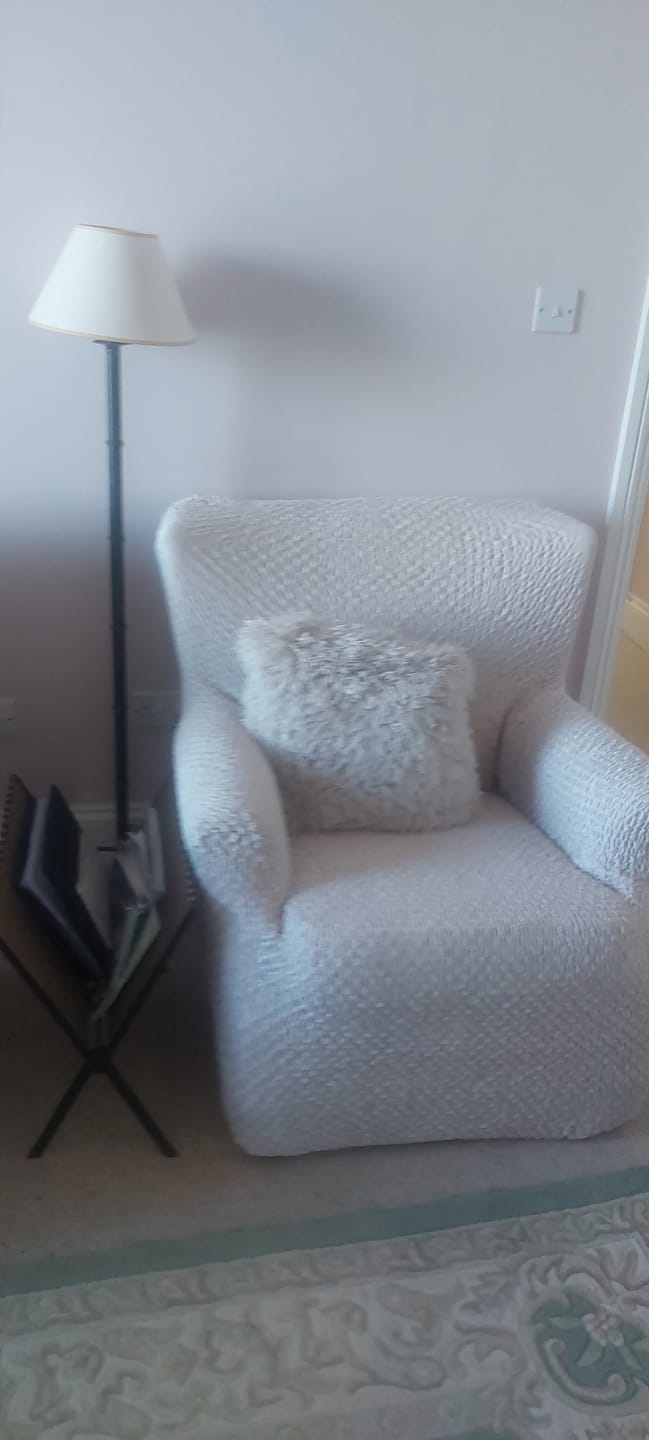 Customer photo review of Arm Chair Cover - Beige, Velvet