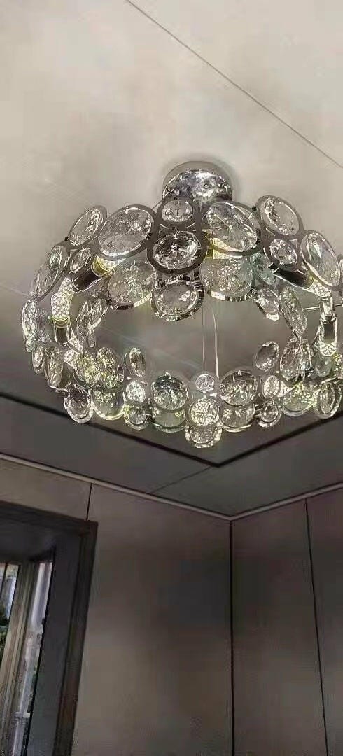 Customer photo review of Chrome Crystal Chandelier, Low Profile, 17 cm High, Round or Oval