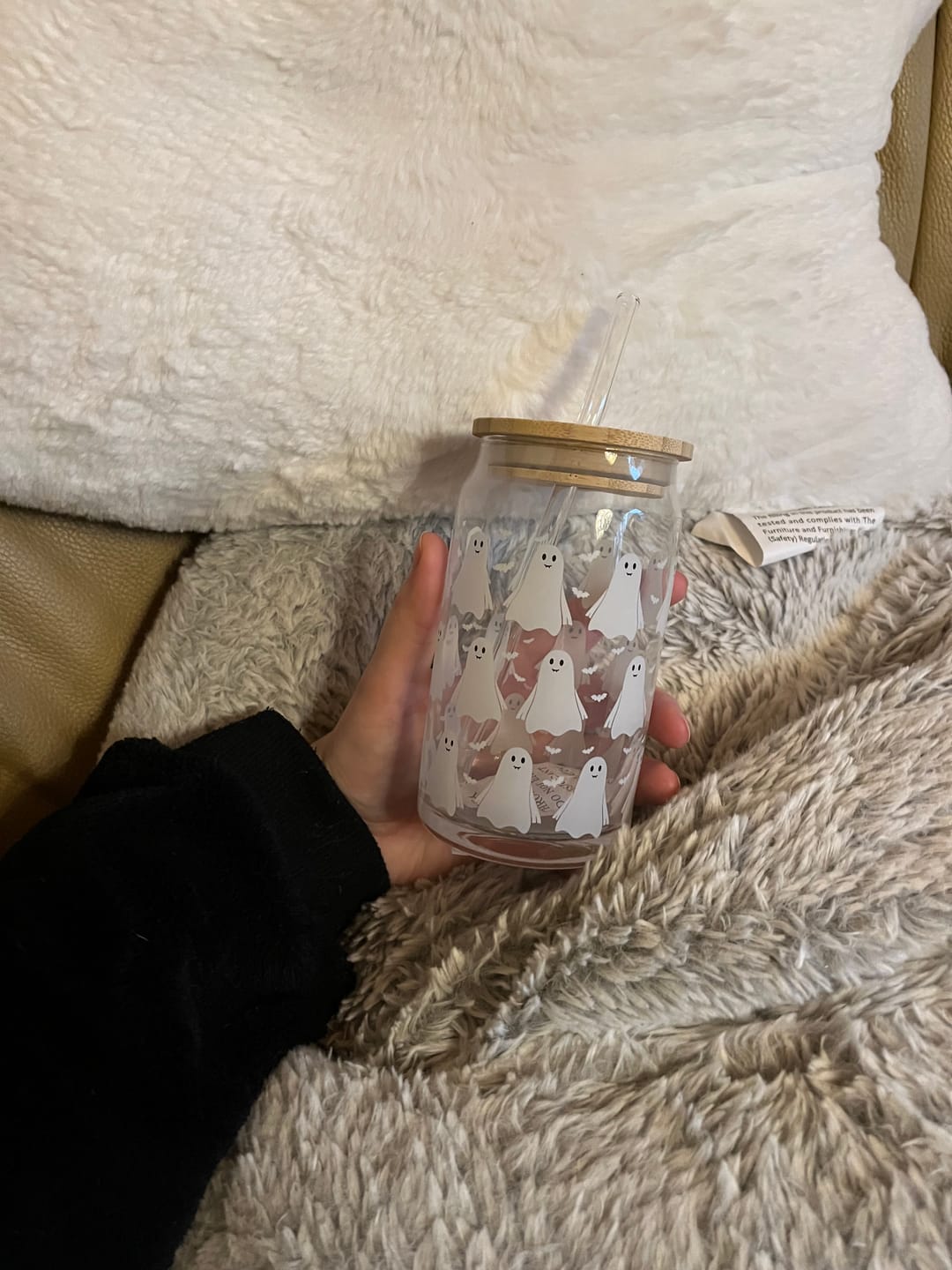 Customer photo review of Halloween Tumbler mit Strohhalm – Geister & Fledermaus