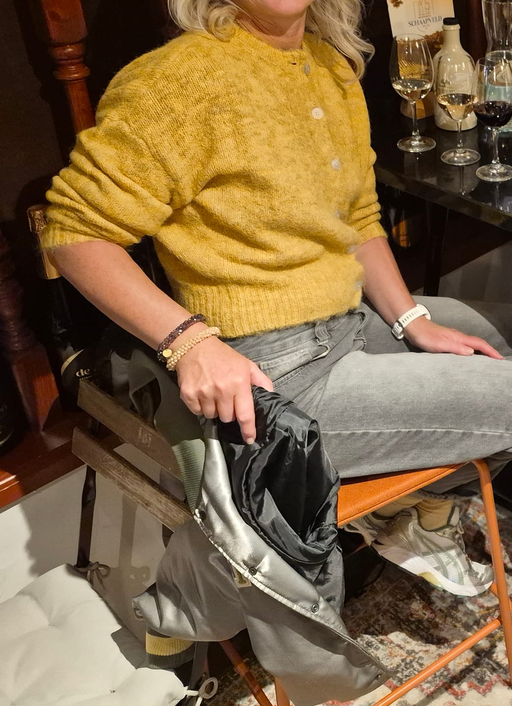 Customer photo review of Yara Knitted Cardigan | Ochre Yellow