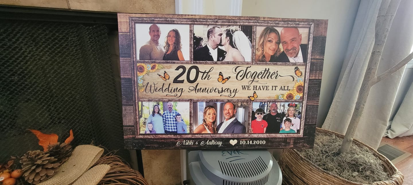 Customer photo review of Personalized Canvas Prints, Custom Photos, Couple Gifts, Anniversary Gifts, 20th Anniversary Photo Gift Together We Have It All Dem Canvas