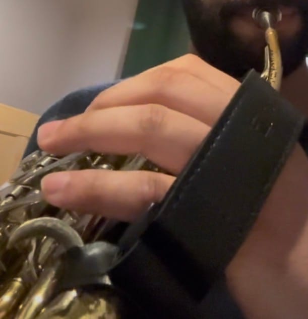 Customer photo review of Protec Leather French Horn Hand Strap