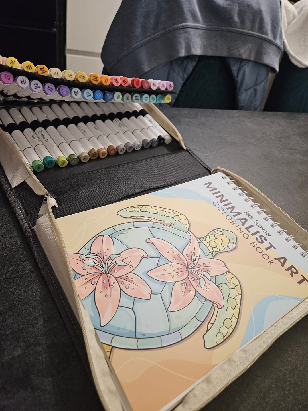 Customer photo review of Ohuhu x Jade Summer Alcohol Markers & Coloring Book Set, 48 Colors, Honolulu B, Brush & Fine Dual Tips