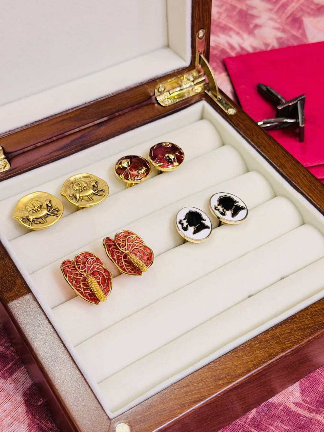 Customer photo review of Cufflink Storage Box - Teak Wood