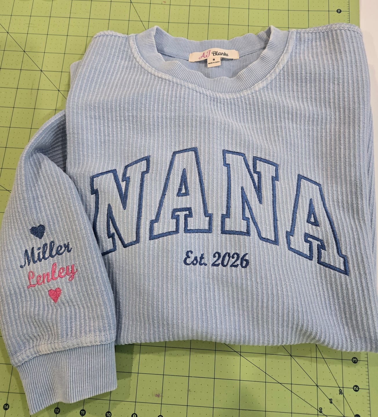 Customer photo review of Adult Oversized Corded Crew Sweatshirt