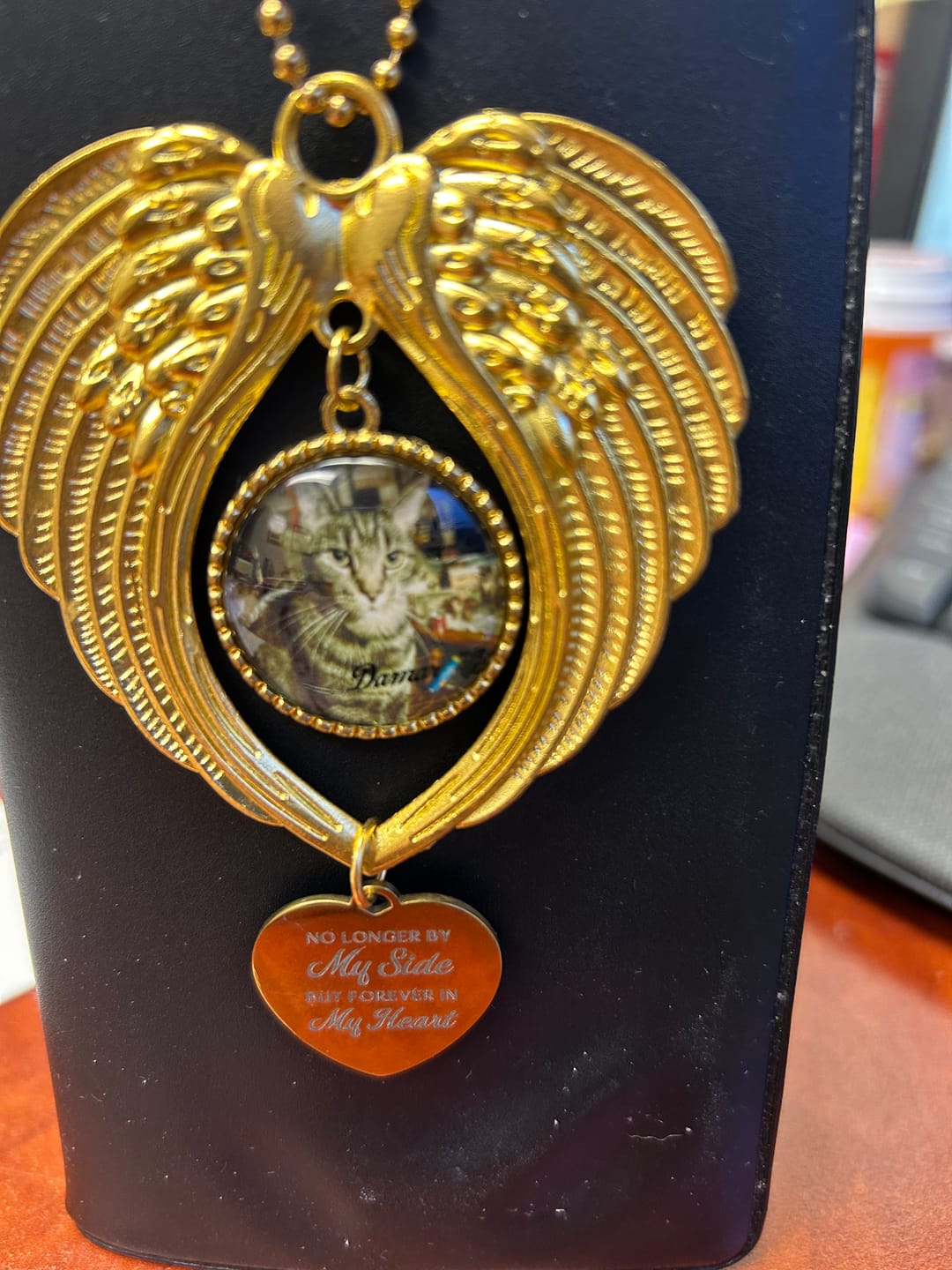 Customer photo review of Custom Photo Memorial Pet I Will Carry You With Me - Personalized Angel Wings Photo Ornament