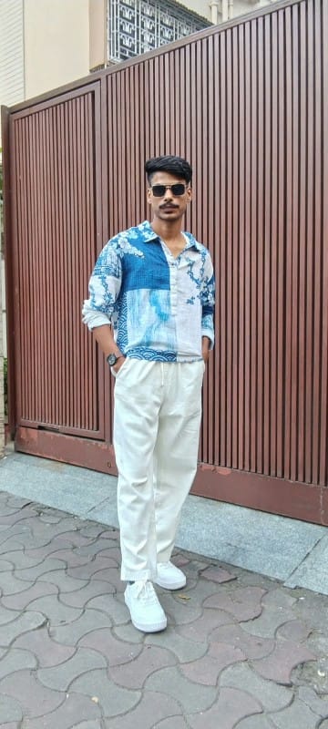 Customer photo review of Blue Patch Print Kurta Shirt 100% Cotton