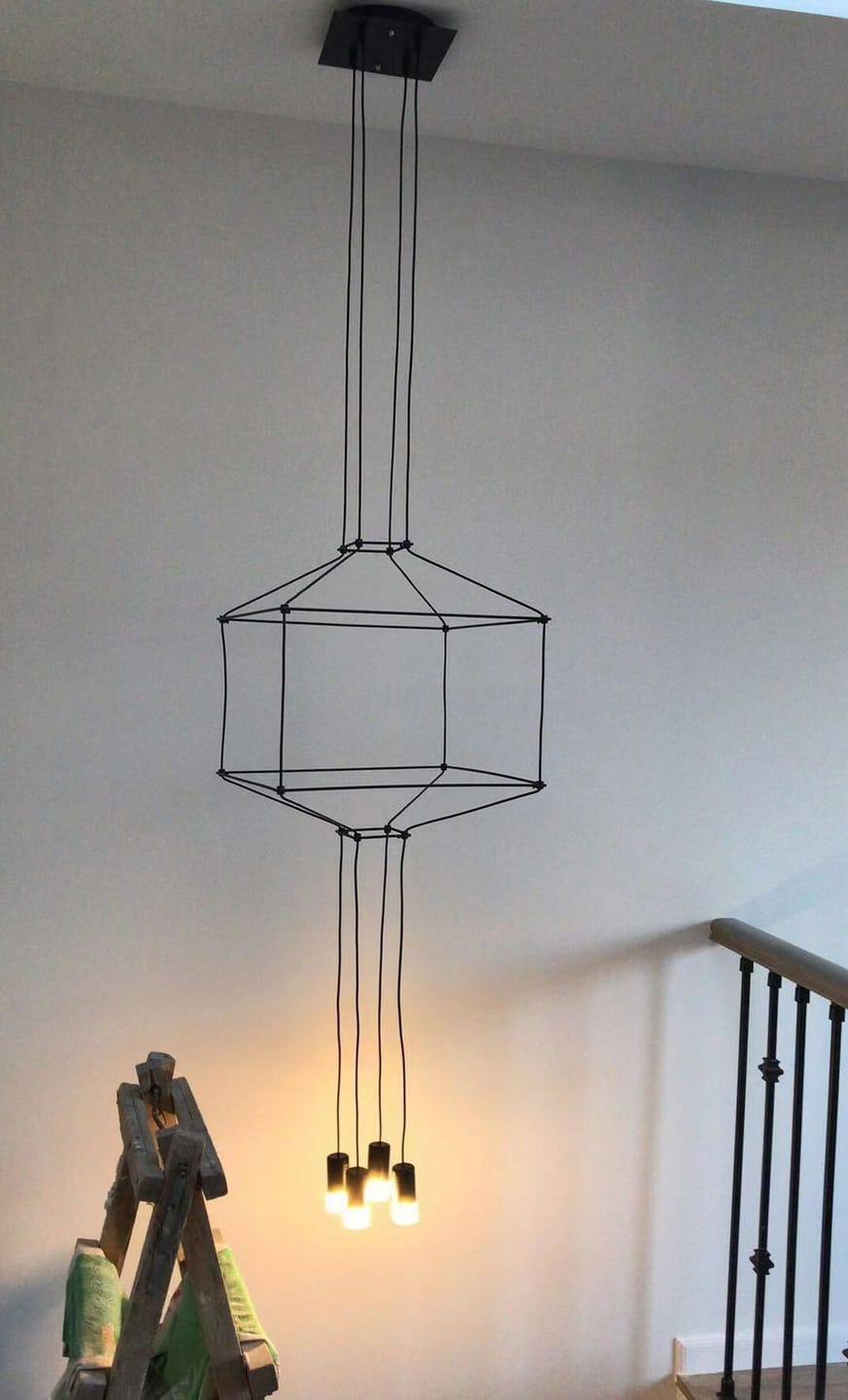 Customer photo review of Black Pendant Light, Open Wireframe Cable, G9 LED, Geometric